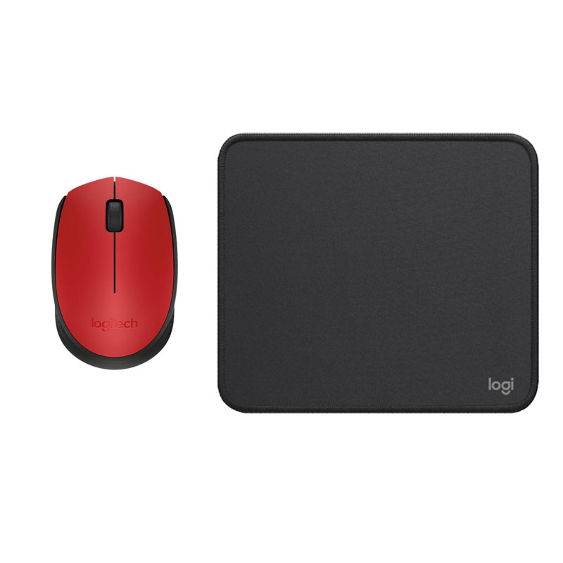 COMBO LOGITECH MOUSE M170 ROJO PAD MOUSE 200X230 NEGRO - 1