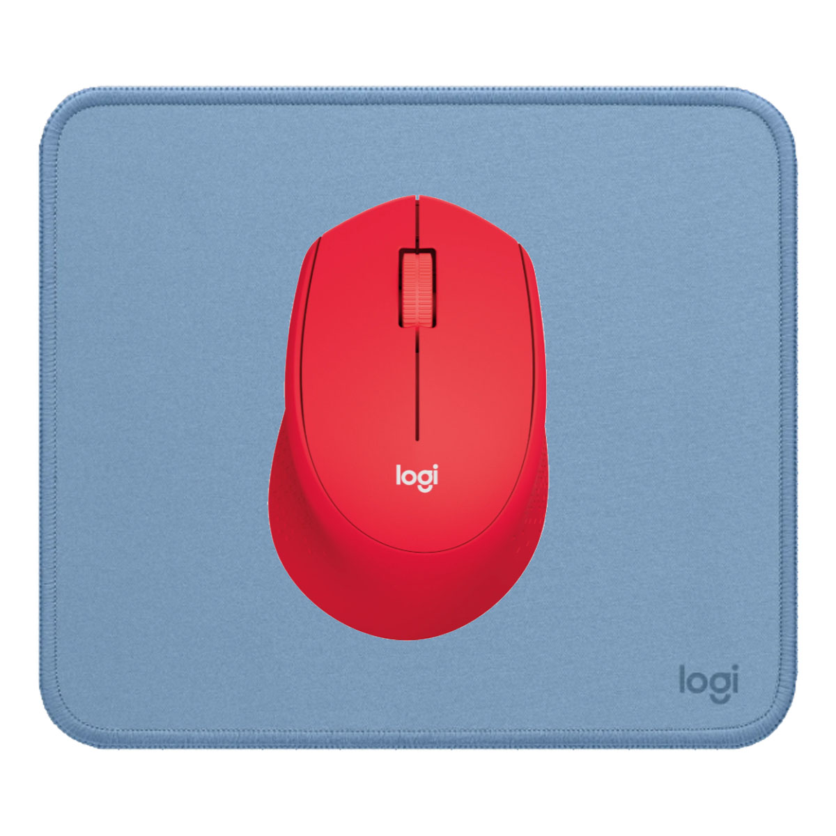 COMBO LOGITECH MOUSE M280 ROJO Y PAD MOUSE 200X230 AZUL - 1