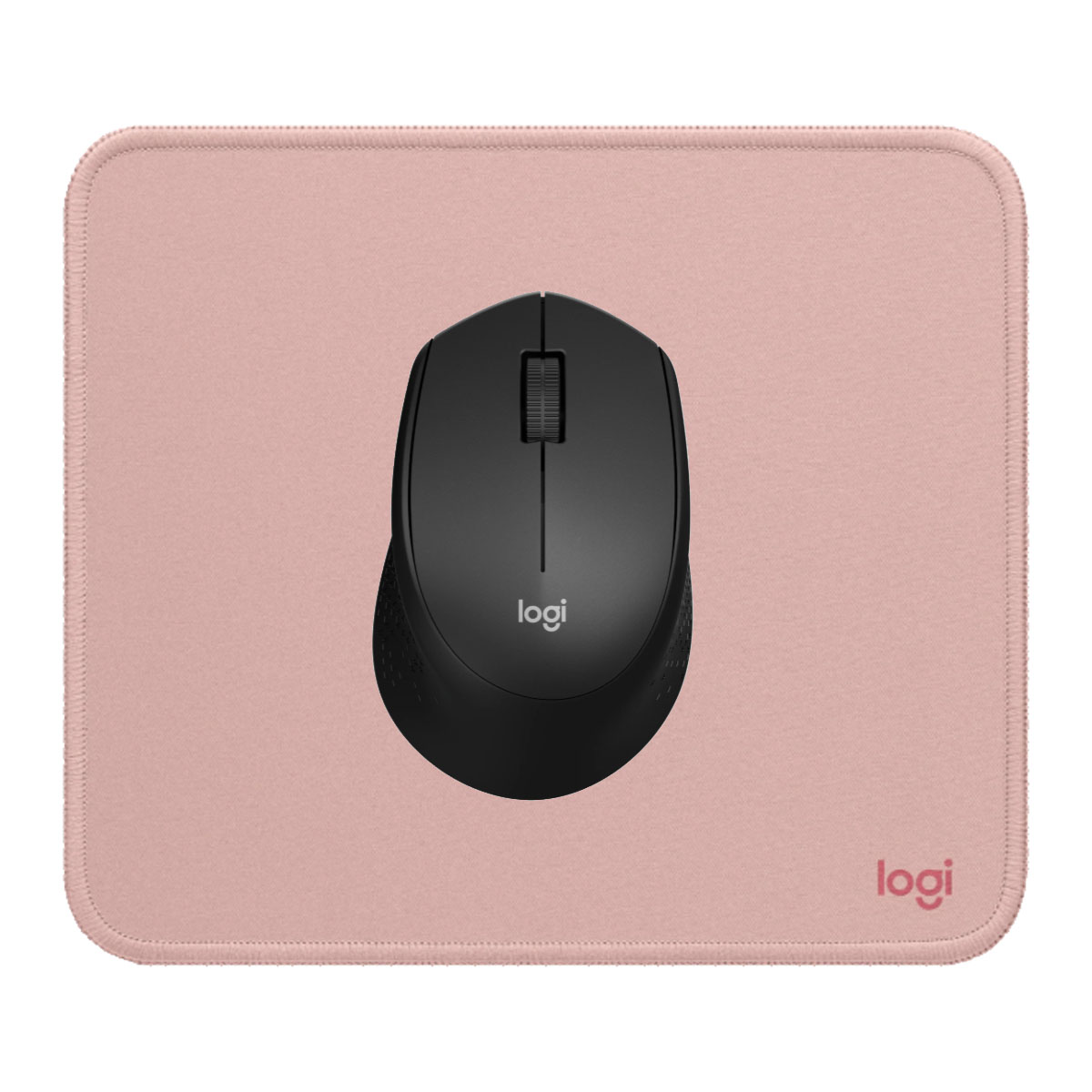 COMBO LOGITECH MOUSE M280 NEGRO Y PAD MOUSE 200X230 ROSADO - 1