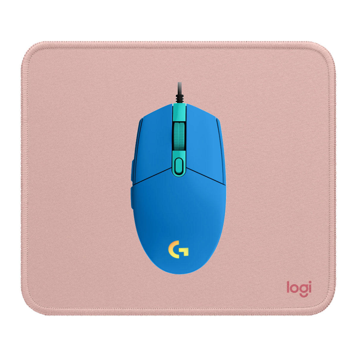 COMBO LOGITECH MOUSE G203 AZUL Y PAD MOUSE 200X230 ROSADO - 1