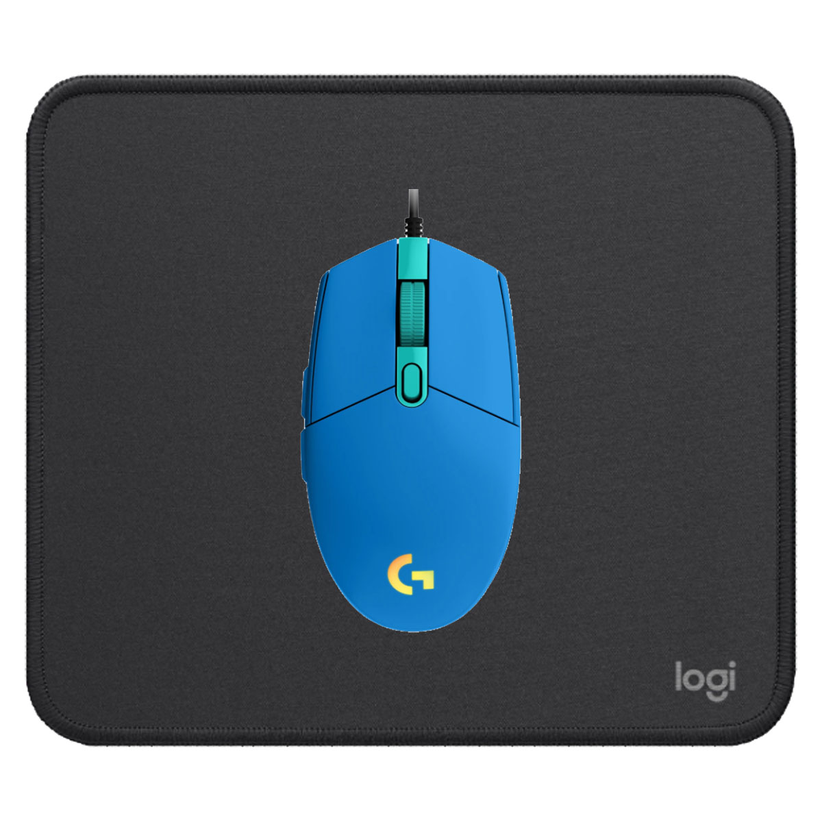 COMBO LOGITECH MOUSE G203 AZUL Y PAD MOUSE 200X230 NEGRO - 1