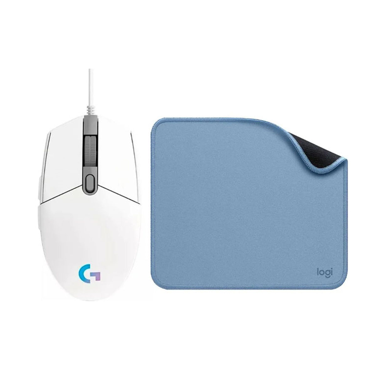 COMBO LOGITECH MOUSE G203 BLANCO Y PAD MOUSE 200X230 AZUL - 2