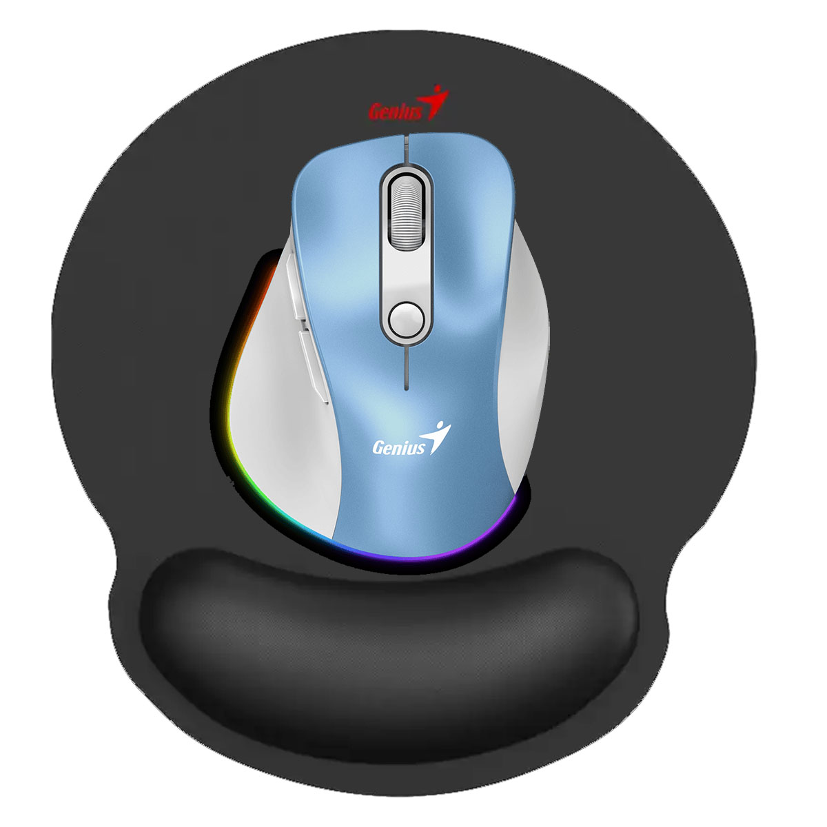 COMBO MOUSE 9000S AZUL Y PAD MOUSE GENIUS G-WMP 100 C/DESCANSADOR - 1