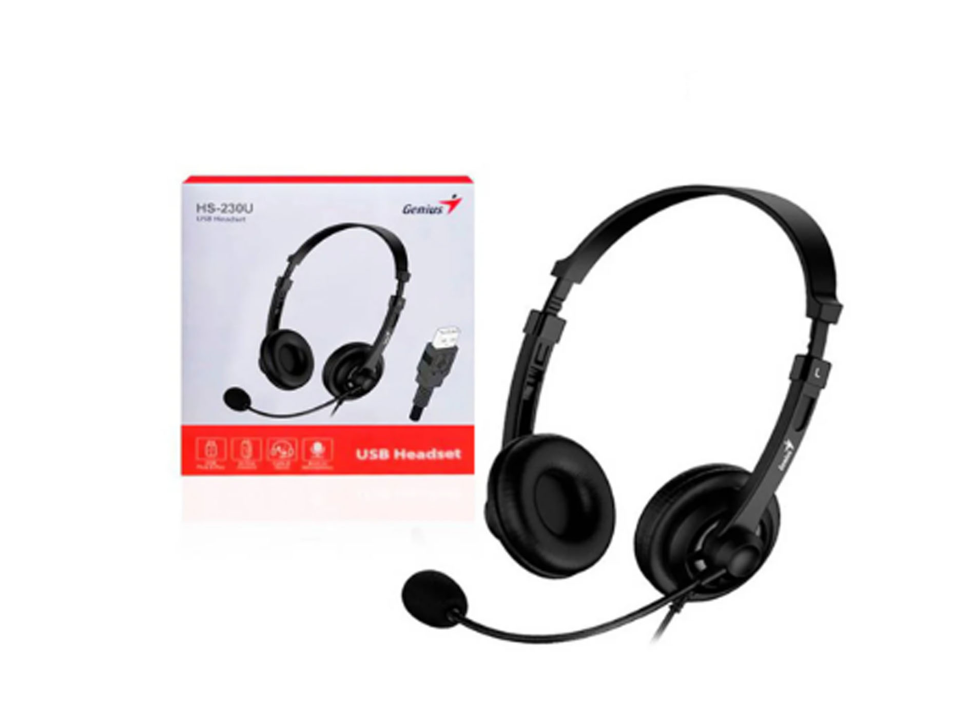 AUDIFONO C/MICROF. GENIUS HS-230U USB-A 2.4M BLACK (31710021401) - 3