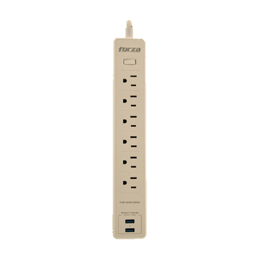 SUPRESOR DE PICOS 1680W 6T NEMA5-15R USB 1200J FSP-612USBW FORZA - 1