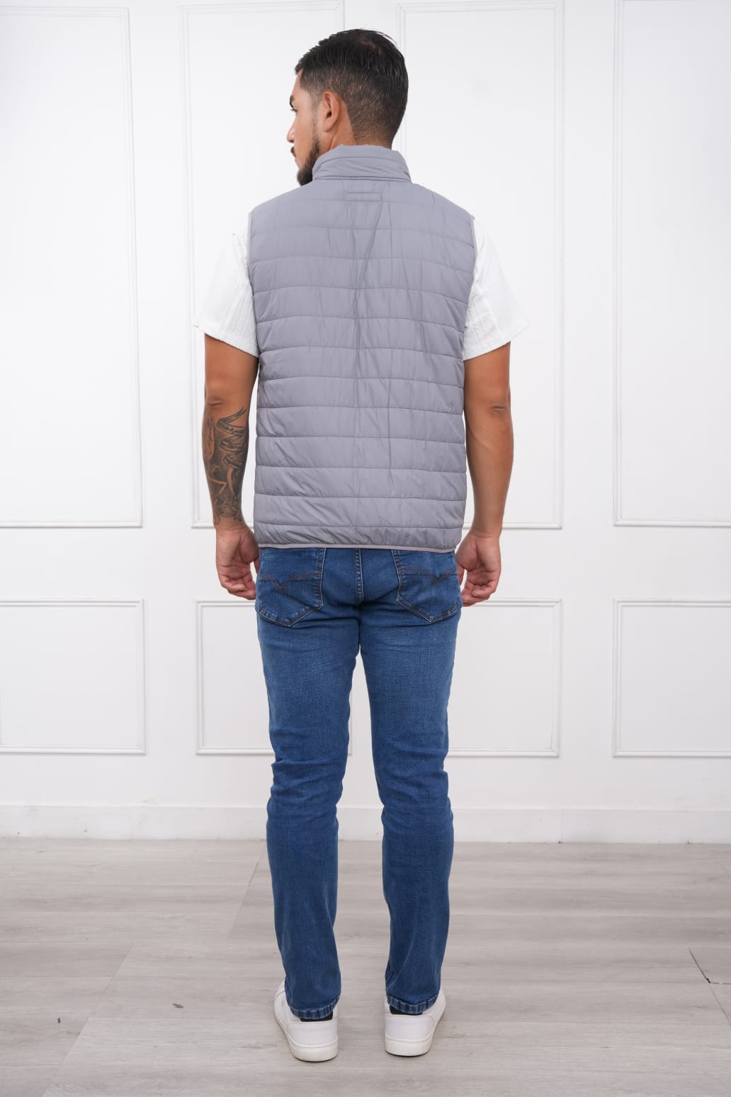 CHALECO ACOLCHADA NYLON COLOR GRIS CLARO PARA HOMBRE - 2