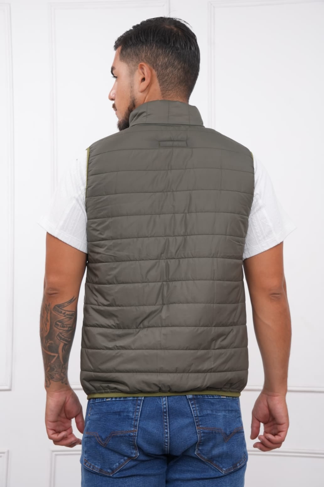 CHALECO ACOLCHADA NYLON COLOR VERDE MUSGO PARA HOMBRE - 3