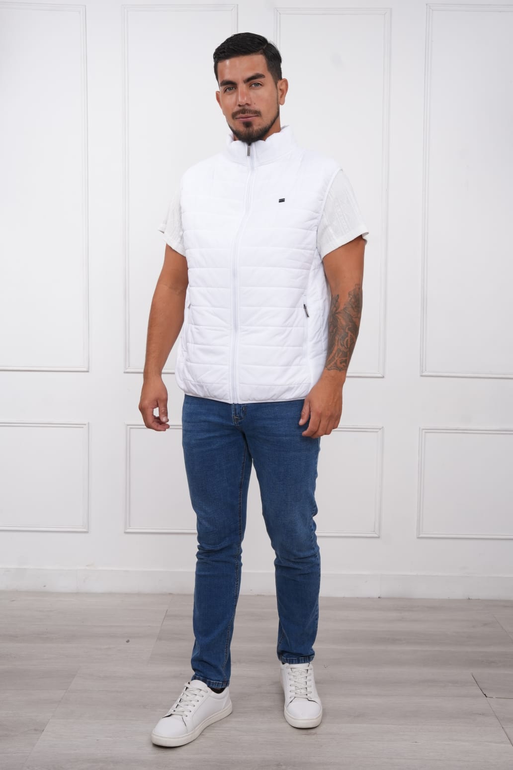 CHALECO ACOLCHADA NYLON COLOR BLANCO PARA HOMBRE - 1