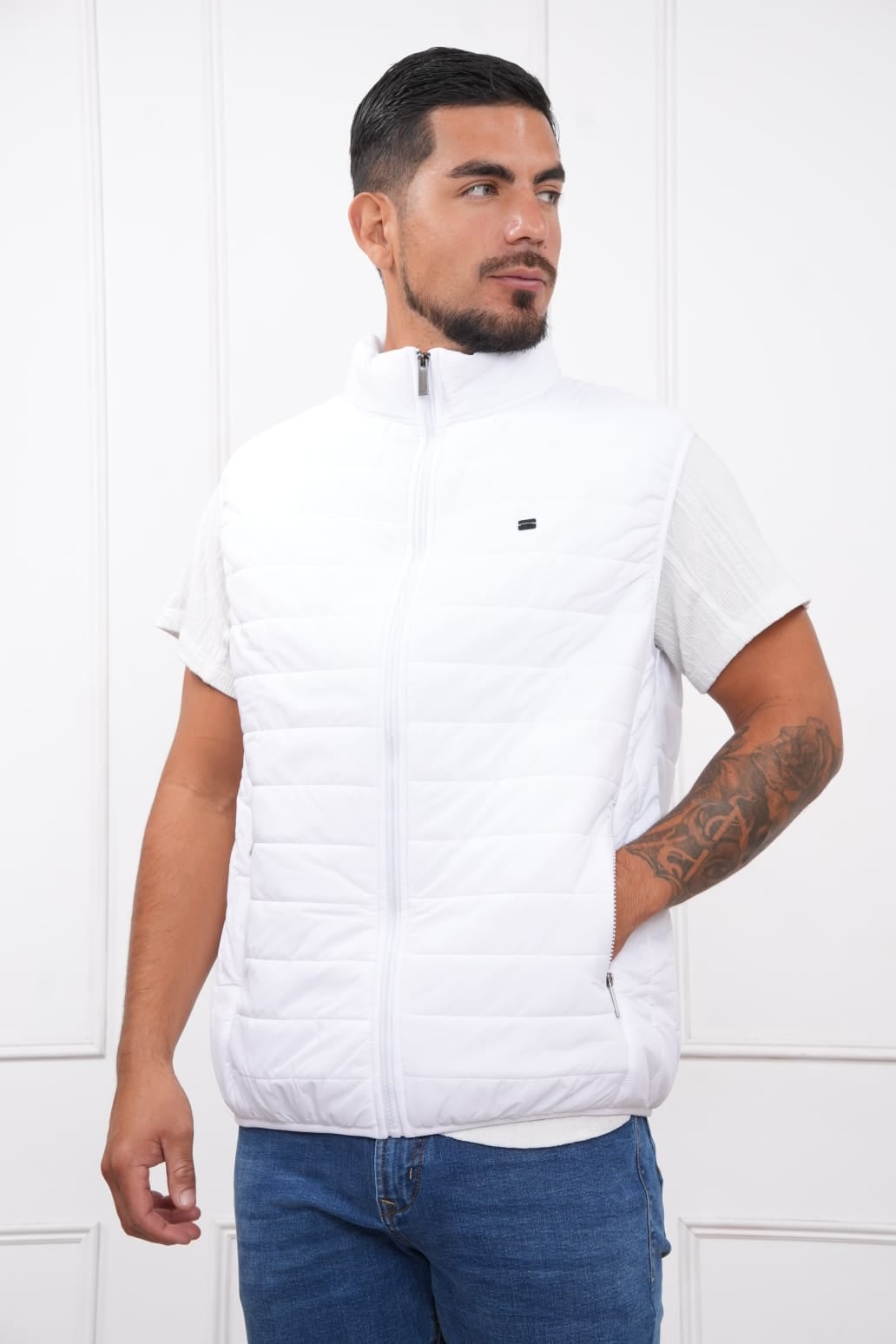 CHALECO ACOLCHADA NYLON COLOR BLANCO PARA HOMBRE - 3