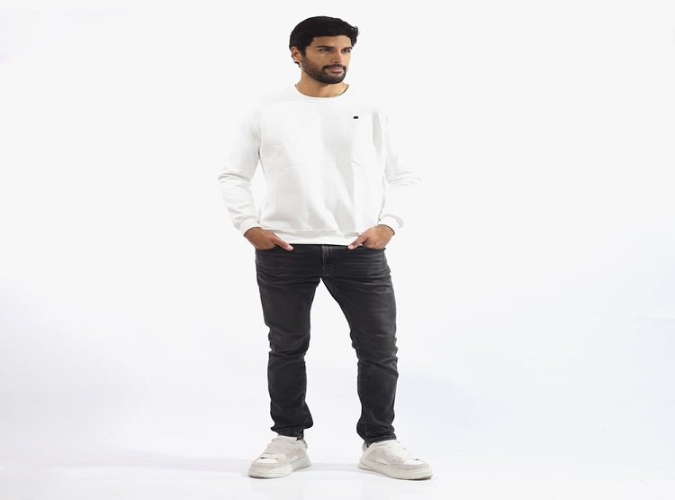 POLERA DE FRANELA REACTIVO COLOR PERLA PARA HOMBRE - 1