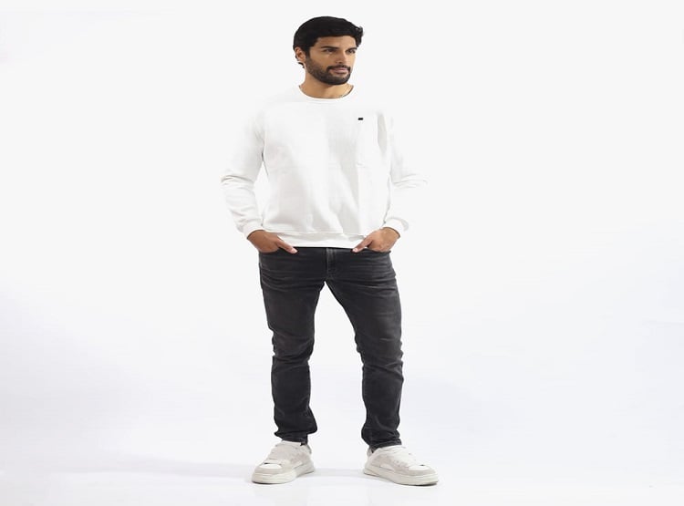 POLERA DE FRANELA REACTIVO COLOR PERLA PARA HOMBRE - 1