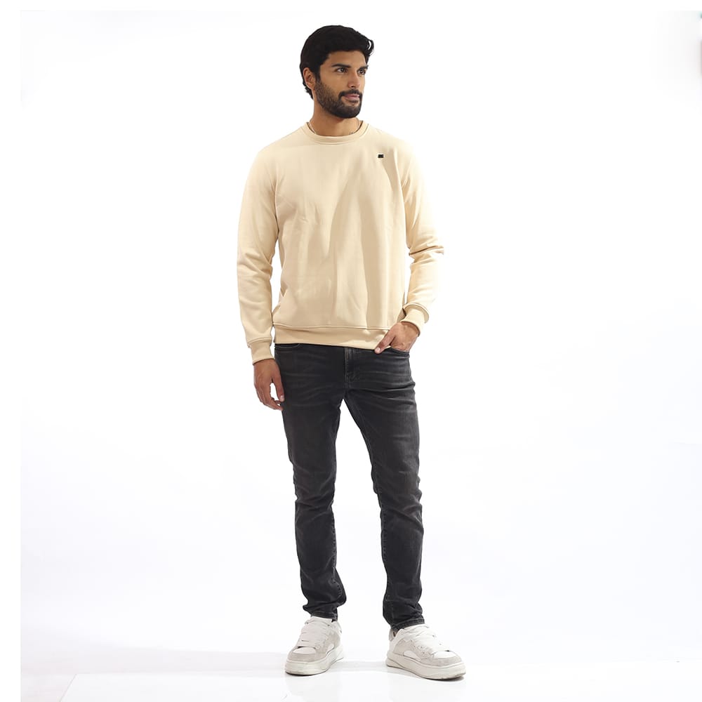 POLERA  DE  FRANELA REACTIVO COLOR BEIGE PARA HOMBRE - 1