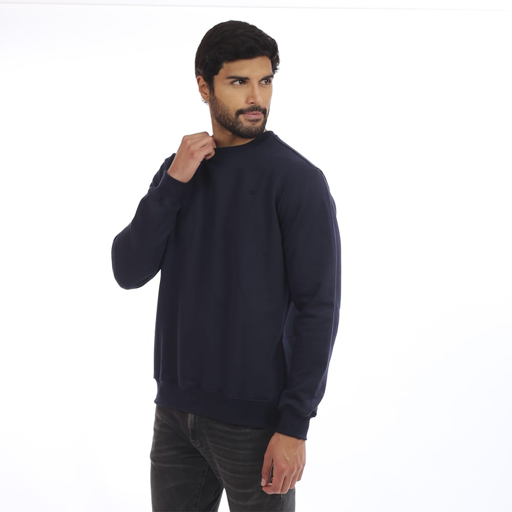POLERA  DE  FRANELA REACTIVO COLOR AZUL NOCHE PARA HOMBRE - 1