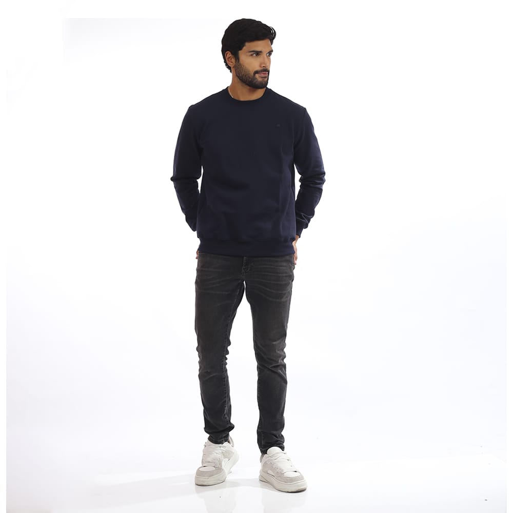 POLERA  DE  FRANELA REACTIVO COLOR AZUL NOCHE PARA HOMBRE - 3