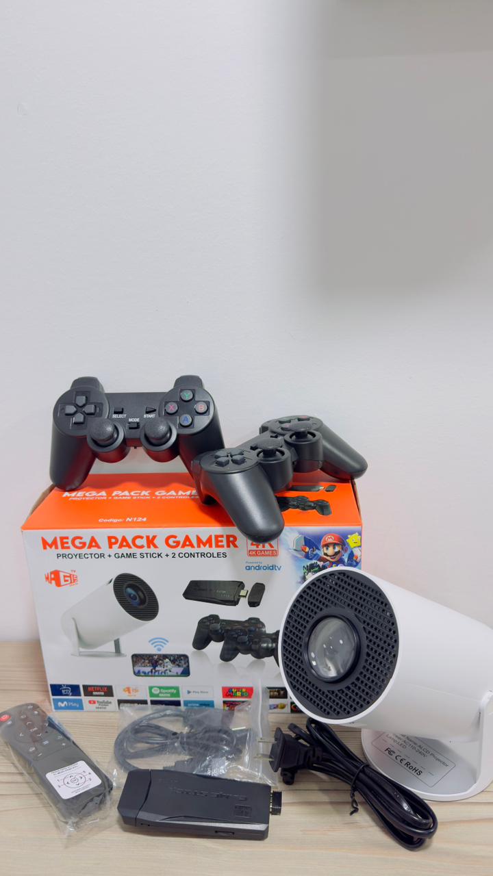 PACK GAMER 4K PROYECTOR + GAME STICK+ 2 MANDOS- - 2