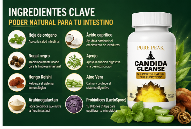 CANDIDA CLEANSE PURE PEAK | LIMPIEZA INTESTINAL Y EQUILIBRIO DIGESTIVO - 3