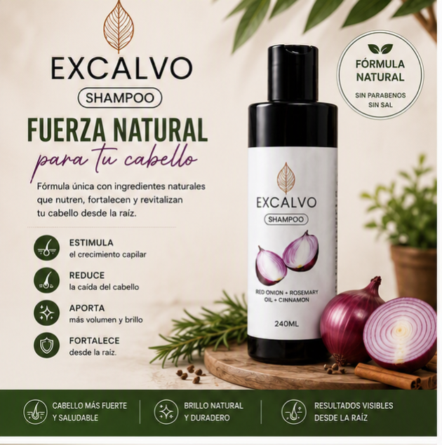 EXCALVO SHAMPOO ANTICAÍDA – FUERZA NATURAL PARA TU CABELLO - 1