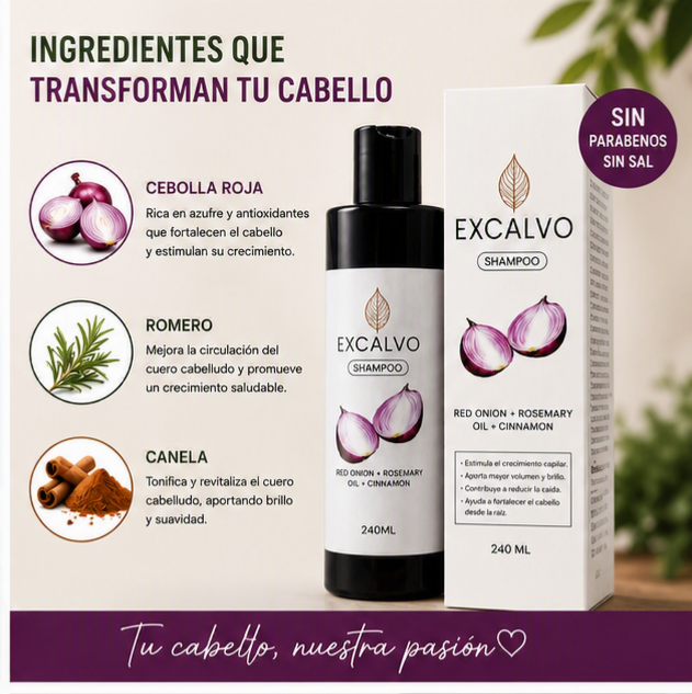 EXCALVO SHAMPOO ANTICAÍDA – FUERZA NATURAL PARA TU CABELLO - 2