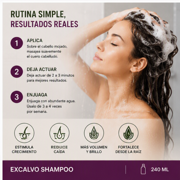 EXCALVO SHAMPOO ANTICAÍDA – FUERZA NATURAL PARA TU CABELLO - 4