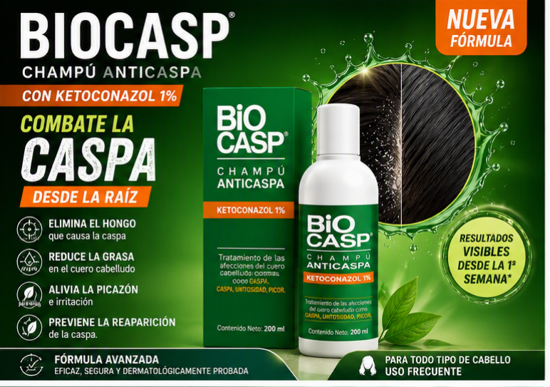 BIOCASP-CHAMPÚ ANTICASPA CON KETOCONAZOL 1% - 1