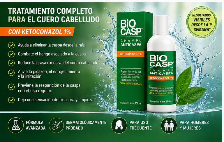BIOCASP-CHAMPÚ ANTICASPA CON KETOCONAZOL 1% - 2