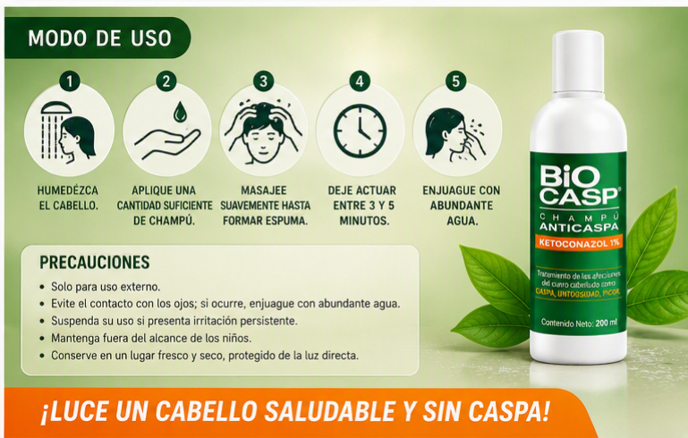 BIOCASP-CHAMPÚ ANTICASPA CON KETOCONAZOL 1% - 3