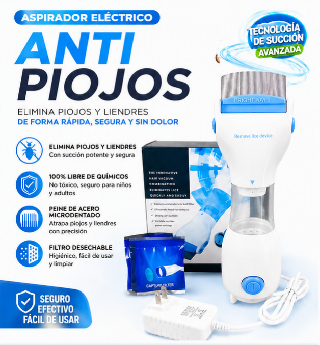ASPIRADOR ELÉCTRICO ANTI PIOJOS Y LIENDRES – SUCCIÓN SEGURA SIN QUÍMICOS - 1