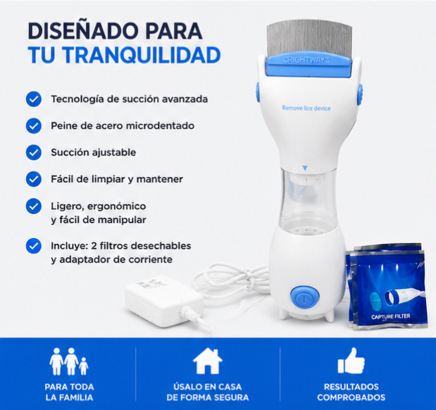 ASPIRADOR ELÉCTRICO ANTI PIOJOS Y LIENDRES – SUCCIÓN SEGURA SIN QUÍMICOS - 3