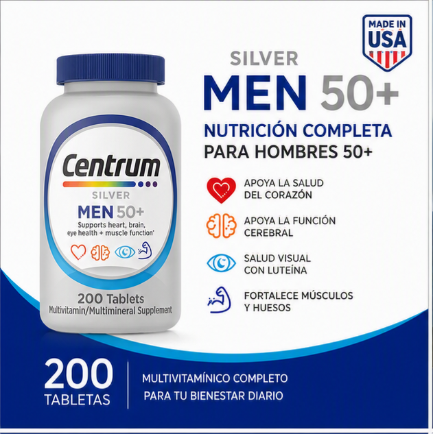 CENTRUM SILVER MEN 50+ 200 TABLETAS | MULTIVITAMÍNICO PARA HOMBRES - 1