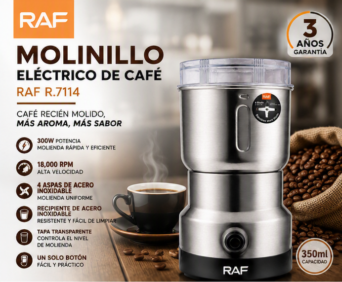 MOLINILLO ELÉCTRICO RAF 300W PARA CAFÉ Y ESPECIAS - 1