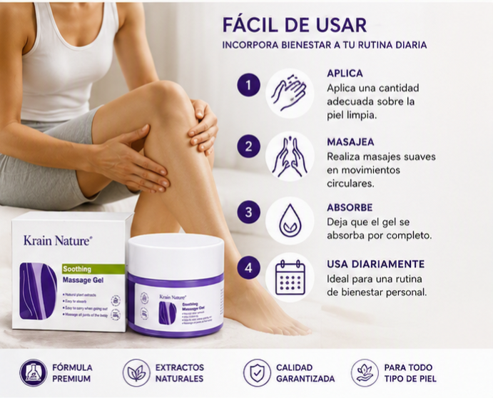 GEL DE MASAJE RELAJANTE KRAIN NATURE CON EXTRACTOS NATURALES - 4