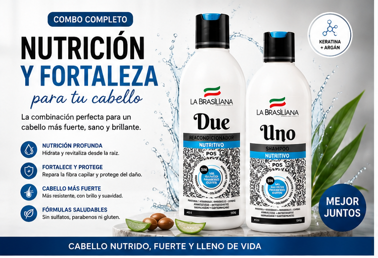 COMBO SHAMPOO + ACONDICIONADOR NUTRITIVO LA BRASILIANA - 1