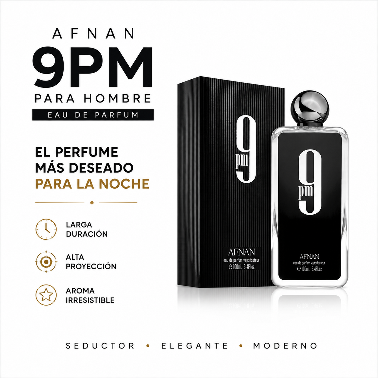 PERFUME AFNAN 9PM EAU DE PARFUM PARA HOMBRE 100 ML - 1