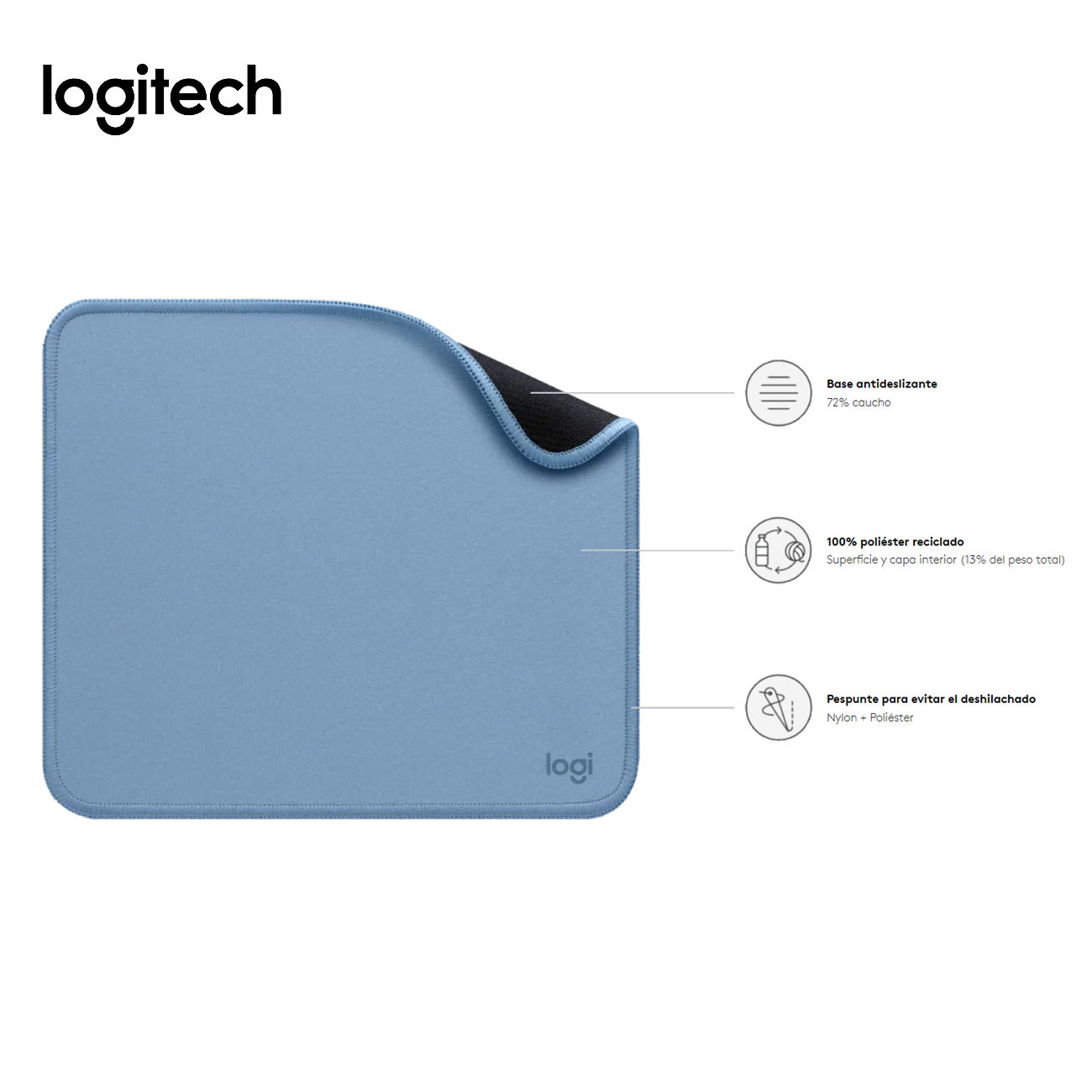 PAD MOUSE LOGITECH ANTI-SALPICADURAS 200X230MM AZUL GRIS - 3