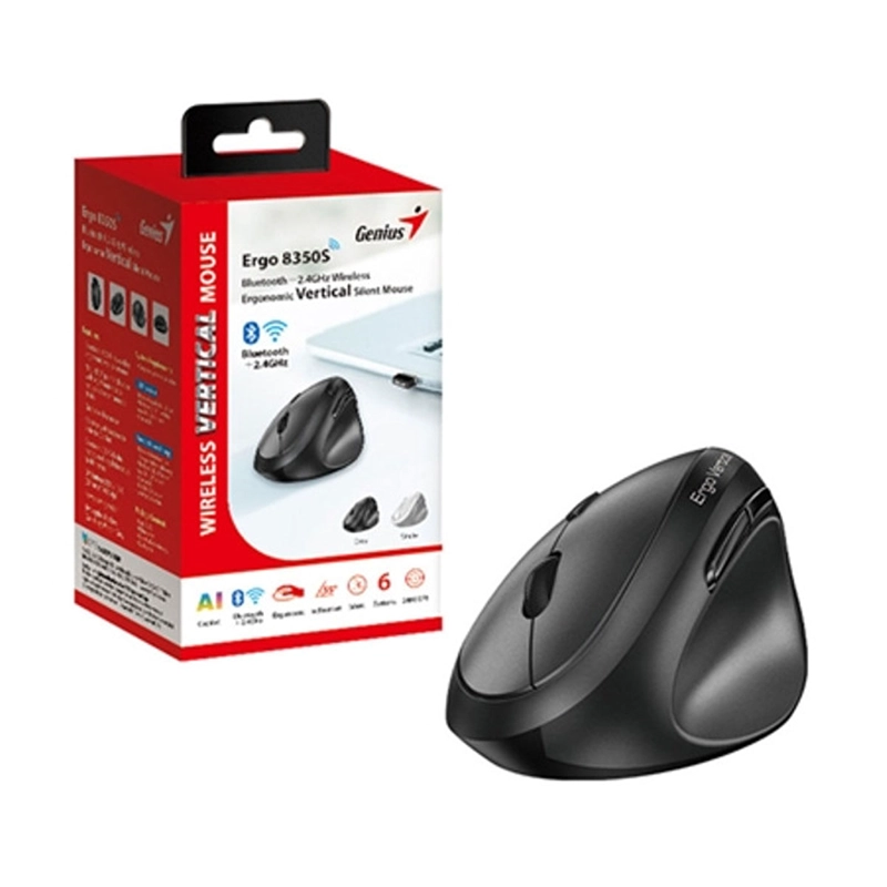 MOUSE GENIUS ERGO 8350S BLUETOOTH VERTICAL ERGONOMICO GRIS OCURO - 4
