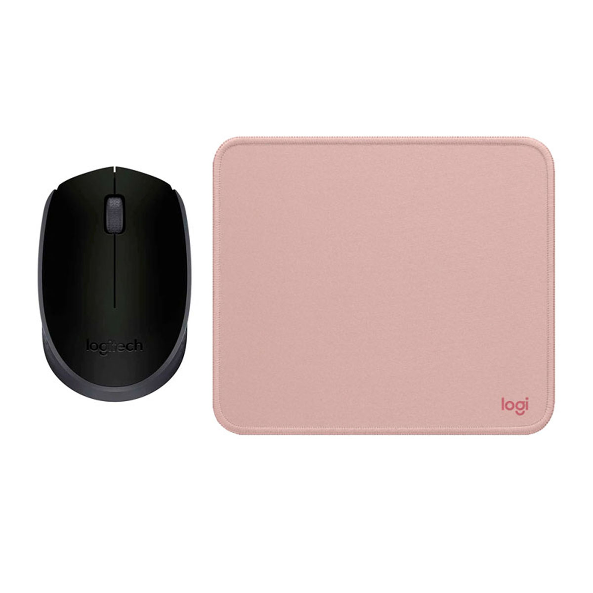 LOGITECH MOUSE M170 NEGRO Y PAD MOUSE 200X230 ROSADO - 1