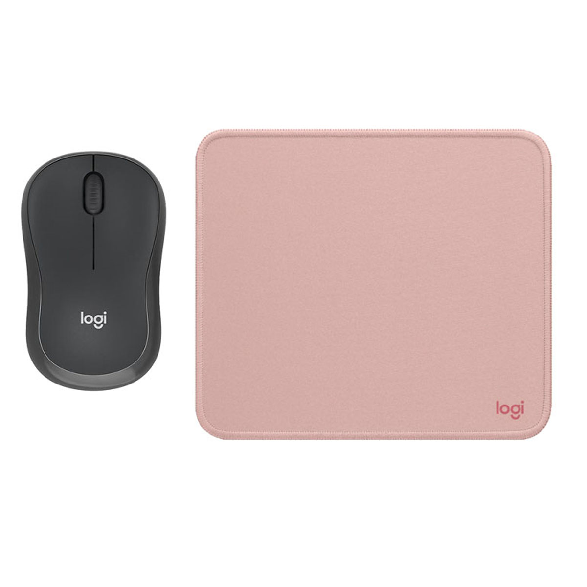 LOGITECH MOUSE M240 NEGRO + PAD MOUSE 200X230 ROSADO - 1