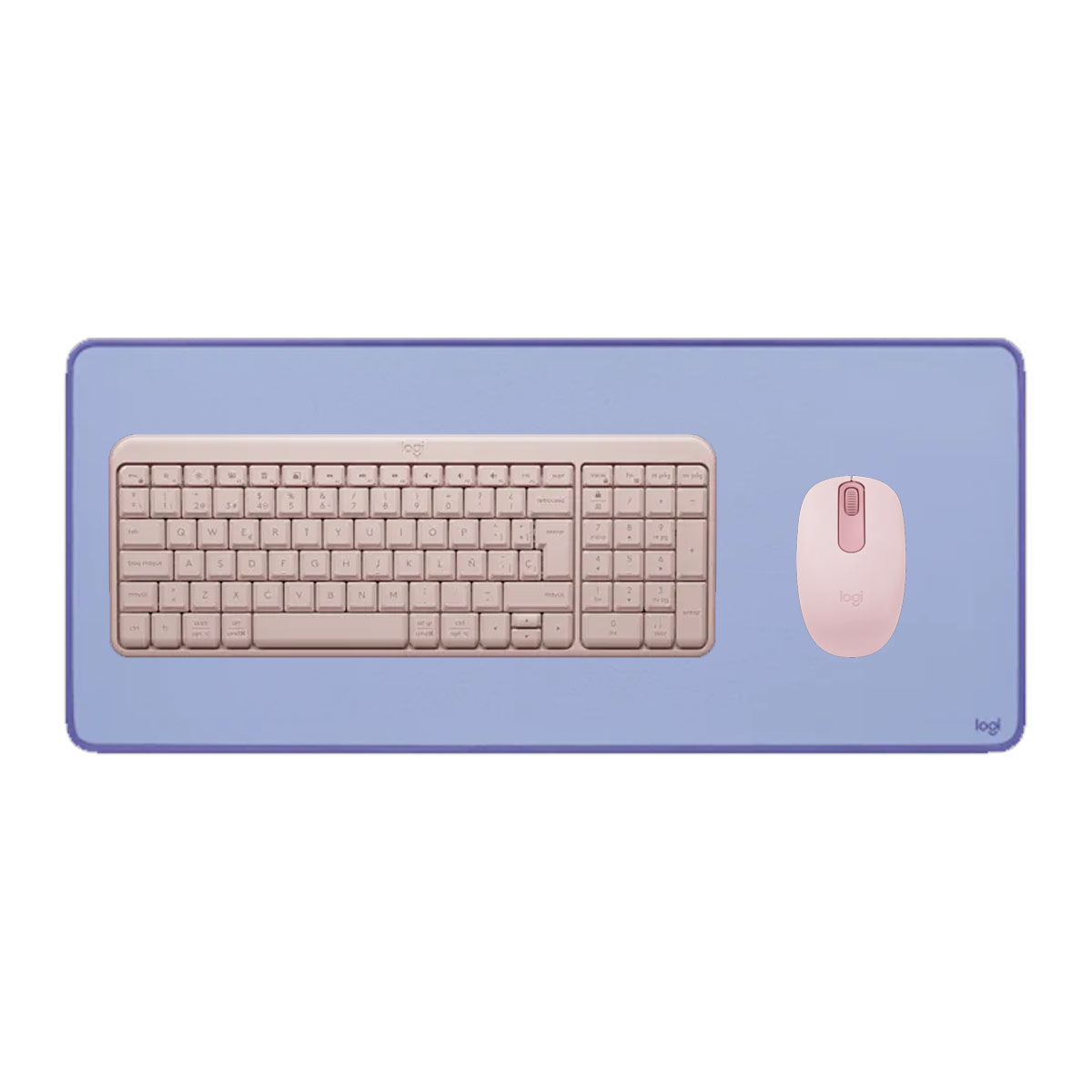 TECLADO K250 + MOUSE M196 ROSADO +PAD MOUSE LILA - 1