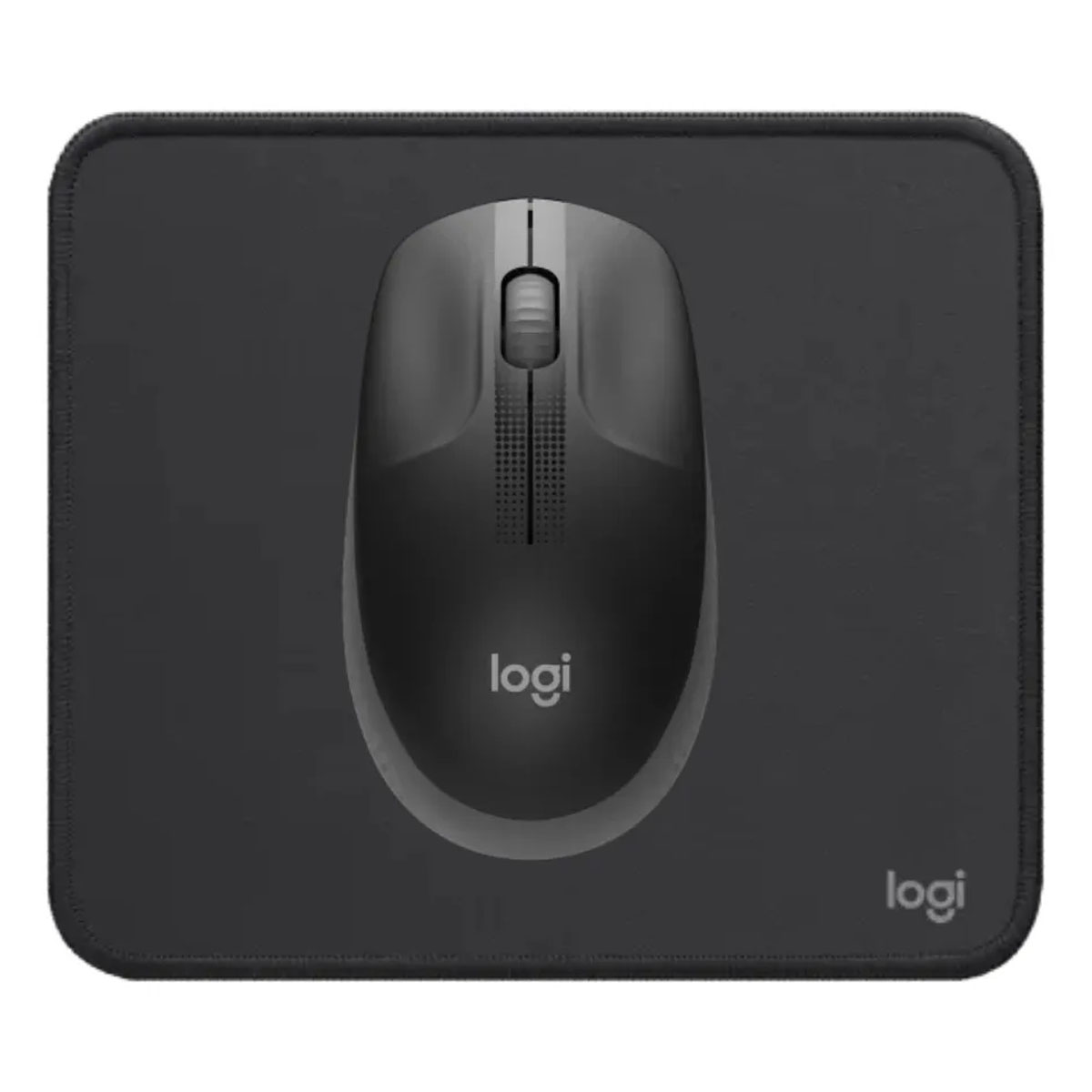 MOUSE M190 GRIS Y PAD MOUSE 200X230 NEGRO - 1