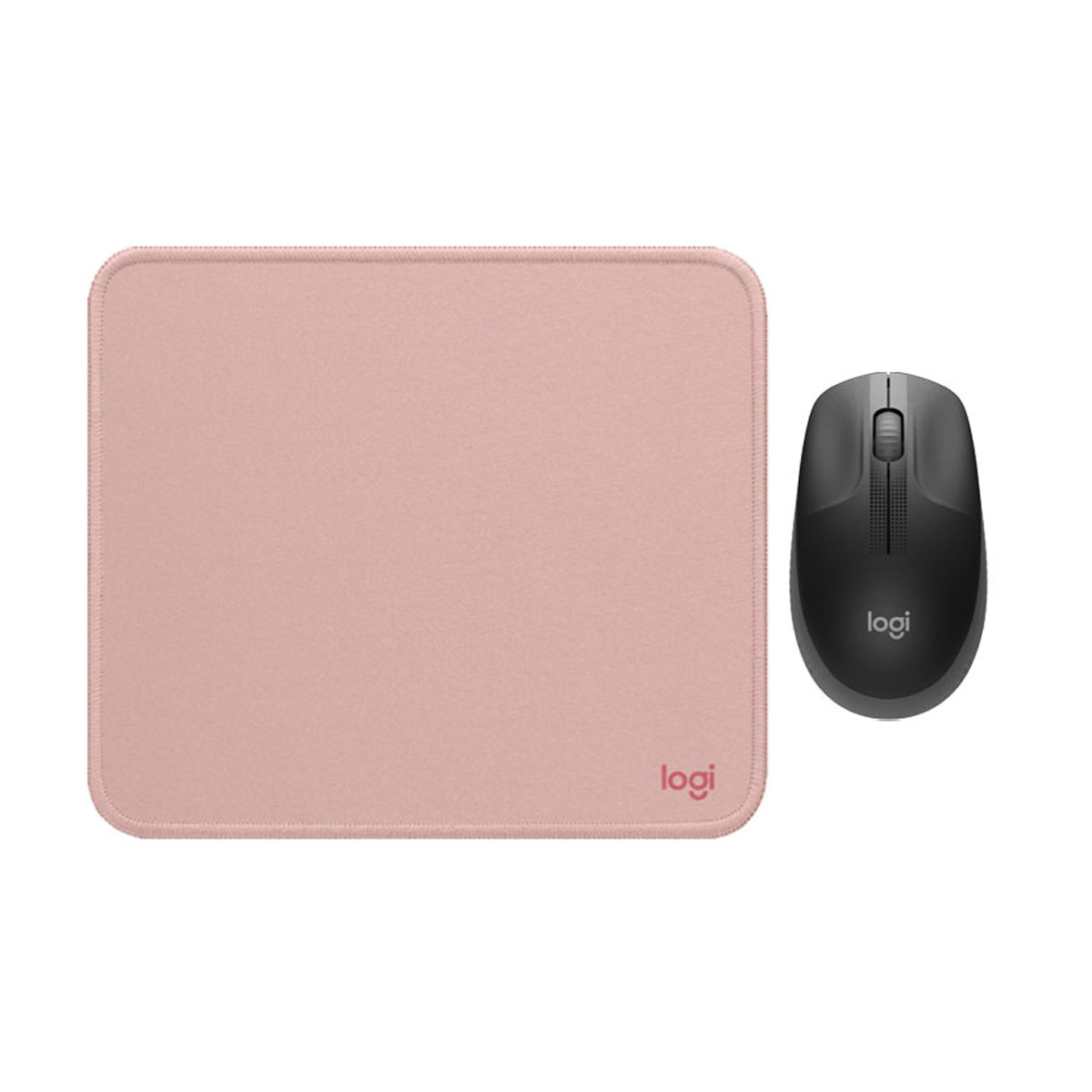 MOUSE M190 GRIS Y PAD MOUSE 200X230 ROSADO - 1