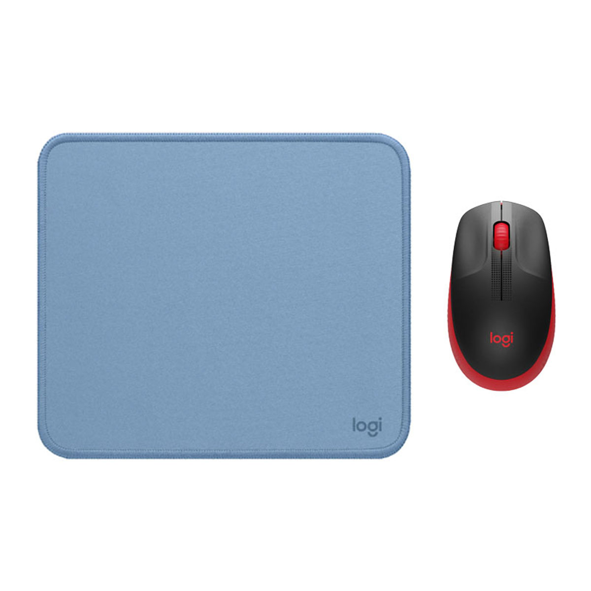 MOUSE M190 ROJO Y PAD MOUSE 200X230 AZUL - 1