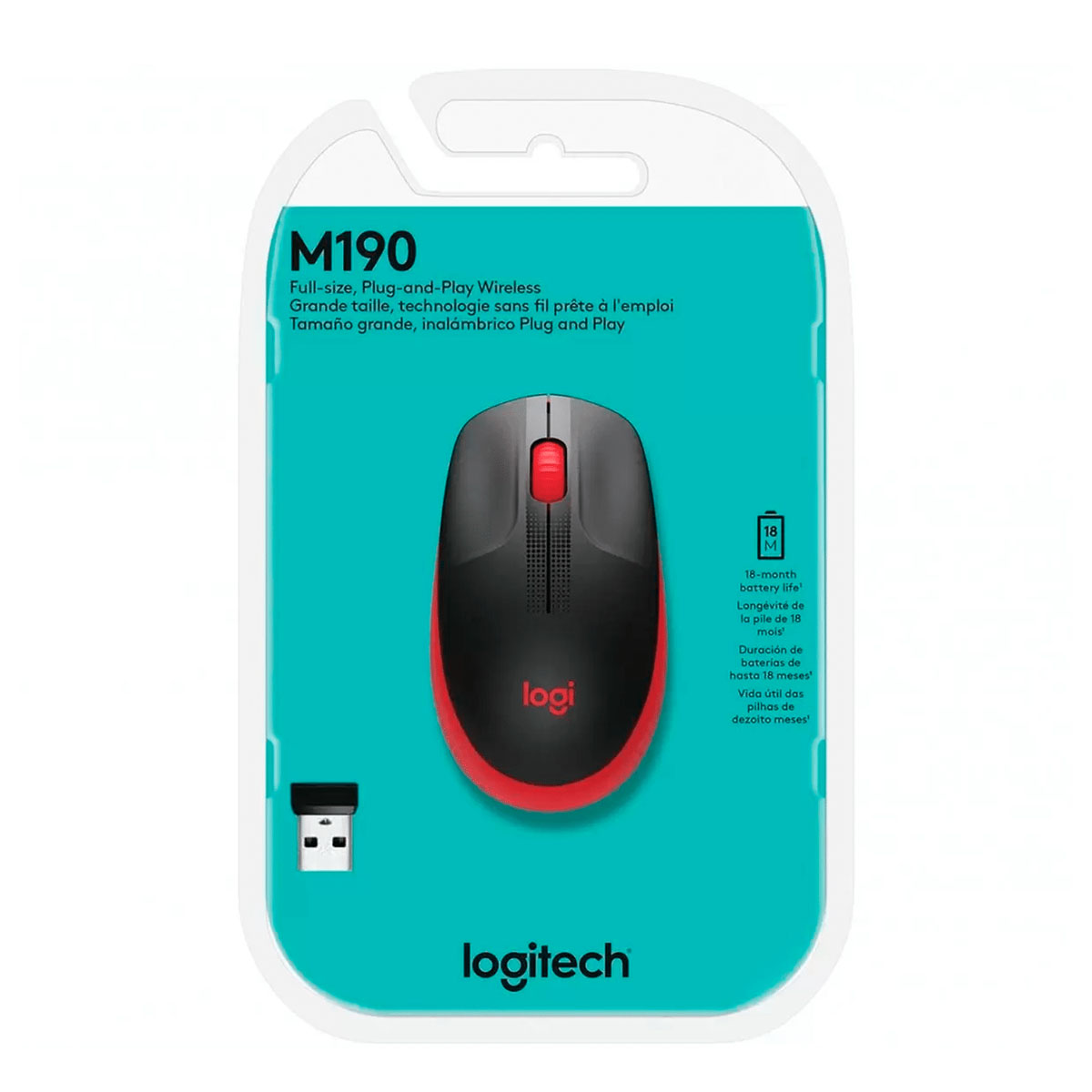 MOUSE M190 ROJO Y PAD MOUSE 200X230 ROSADO - 3