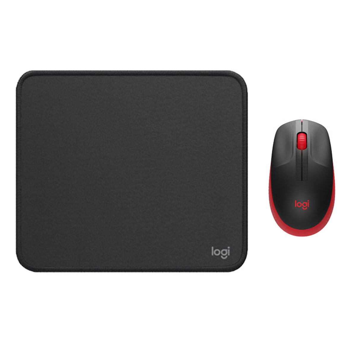 MOUSE M190 ROJO Y PAD MOUSE 200X230 NEGRO - 1