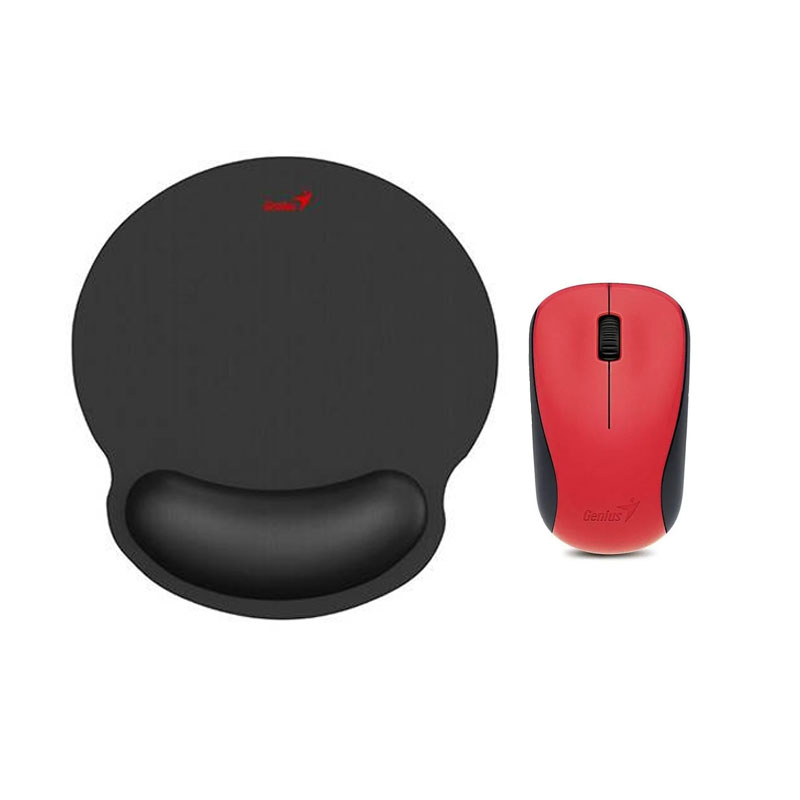 MOUSE NX-7000 ROJO + PAD MOUSE G-WMP 100 C/DESCANSADOR NEGRO - 1
