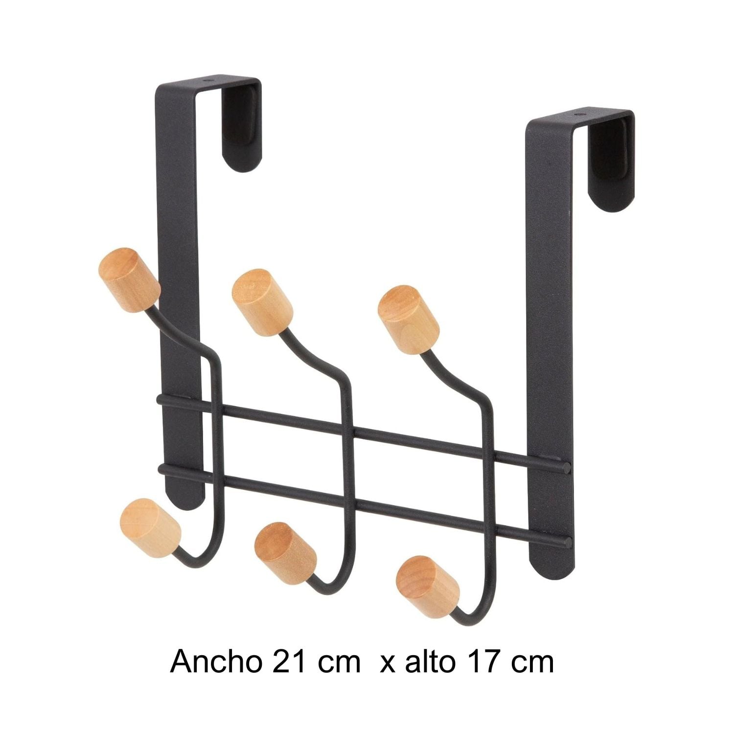 COLGADOR PARA PUERTA DE 6 GANCHOS NEGRO - 4