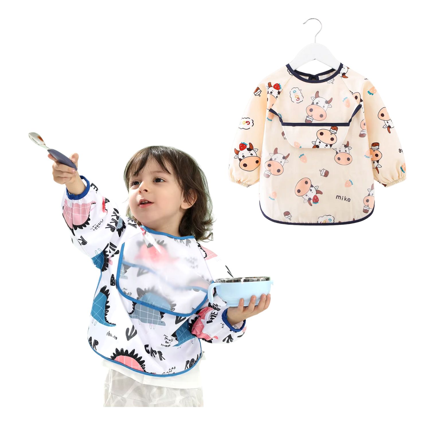 MANDIL INFANTIL CON MANGAS VACA MIKE SET 2 UNDS - 4