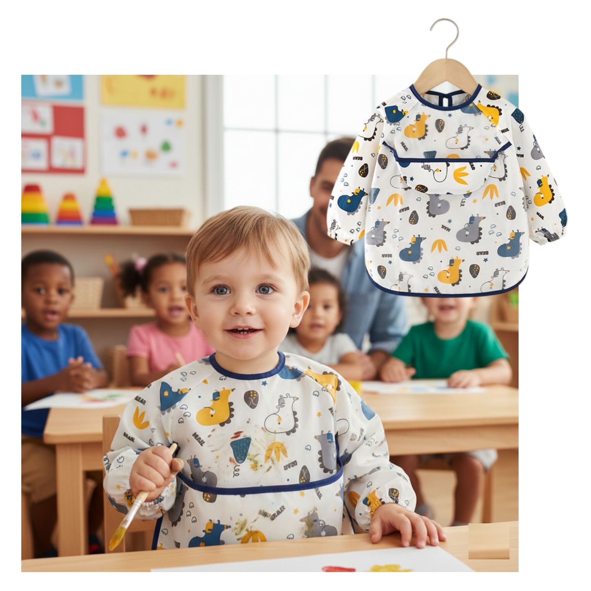 MANDIL INFANTIL CON MANGAS DINOM SET 2 UNDS - 2