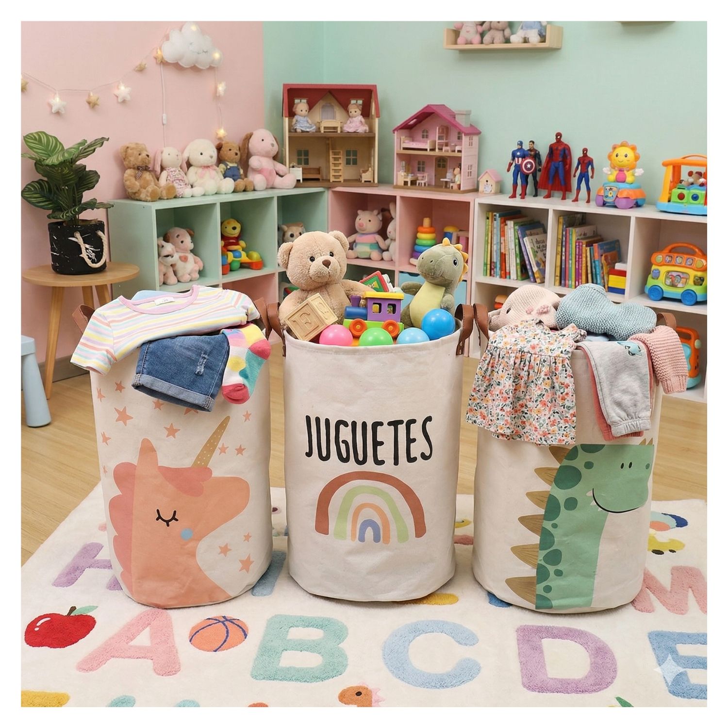 CESTO INFANTIL PARA ROPA Y JUGUETES PACK 3 UNDS - 1