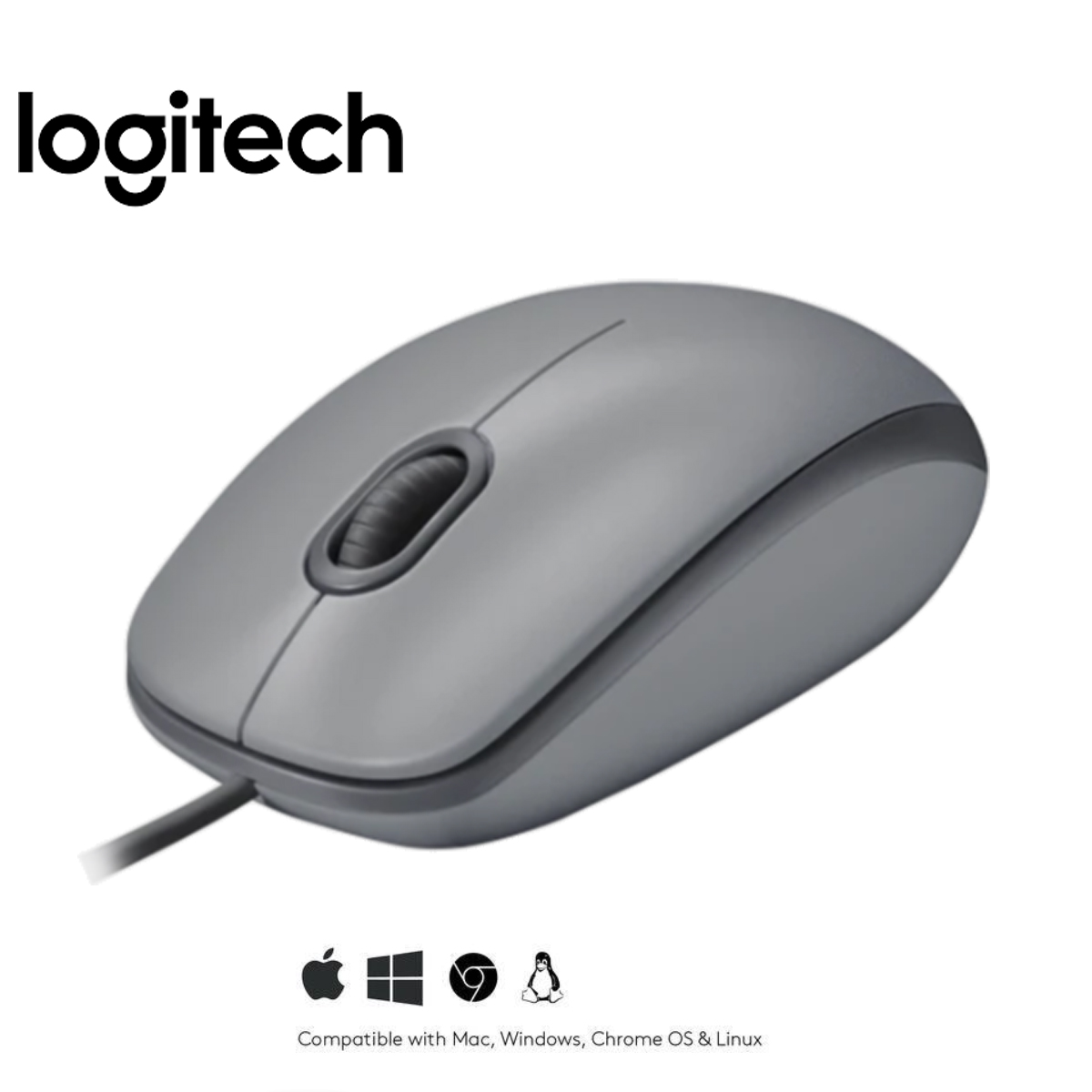 MOUSE LOGITECH M110 ÓPTICO CABLE USB GRIS - 2