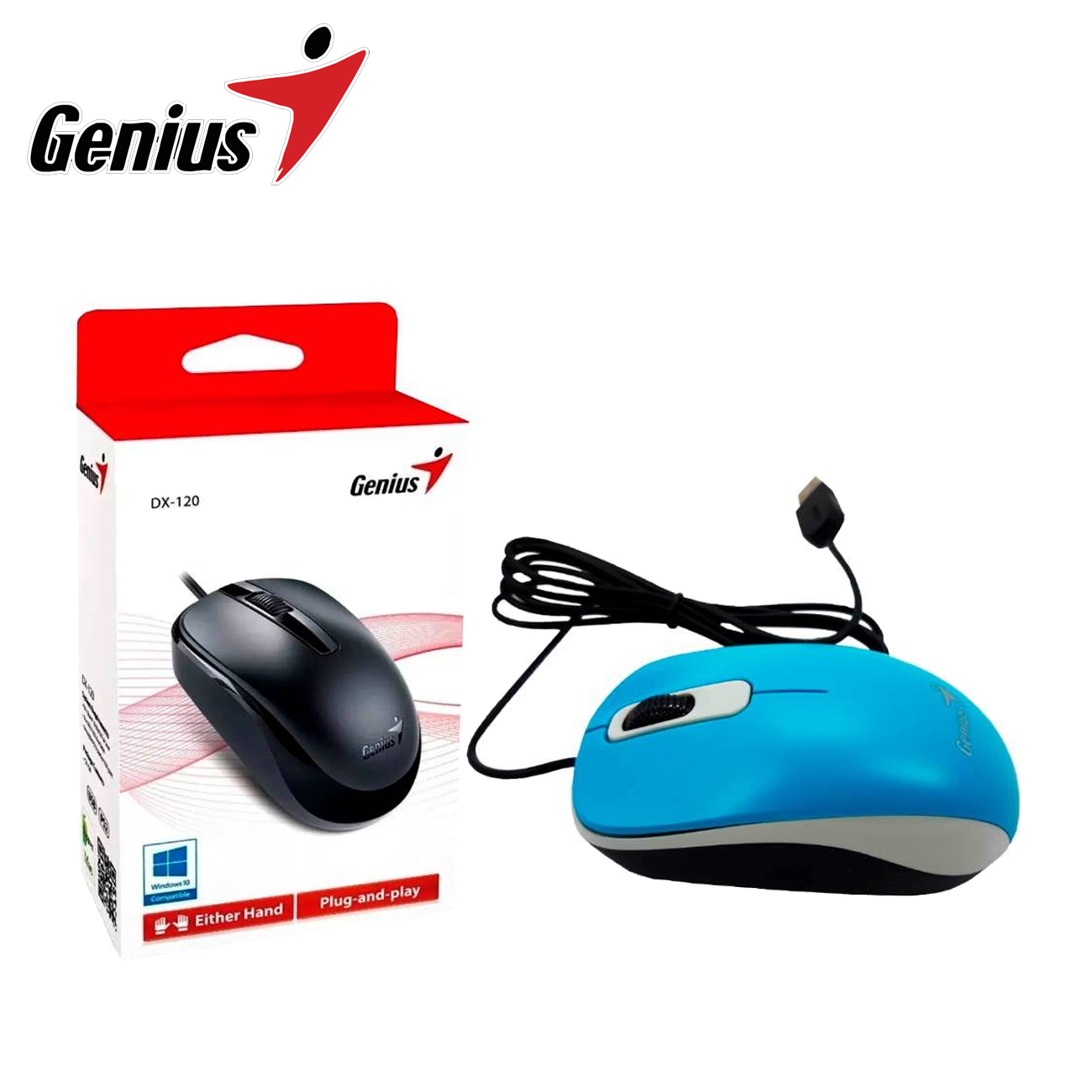 MOUSE GENIUS DX-110 USB OPTICO 1000 DPI BLUE - 3